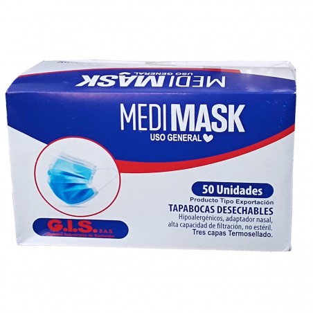 Tapabocas Pliegues Azul X Und Tapabocas Quirurgico Medimask