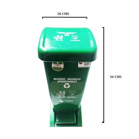 Papelera Pedal 30 Lts Verde ColPlast