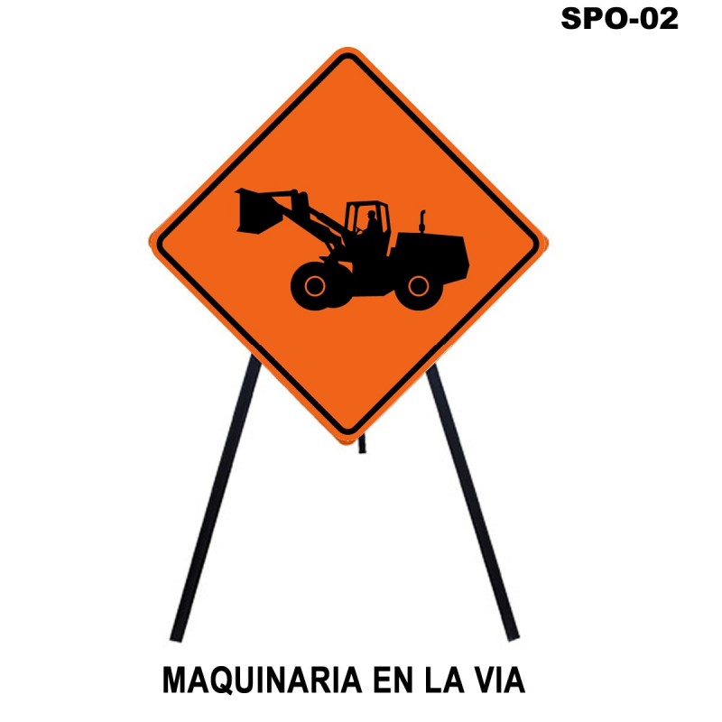 Senal Maquinaria En La Via Spo-02 (Señal Metalica Movil Temporal)