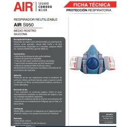 Respirador Air Safety Media Cara Silicona Talla M S950M