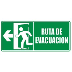Señal Ruta Evacuacion Puerta Izquierda 30x15