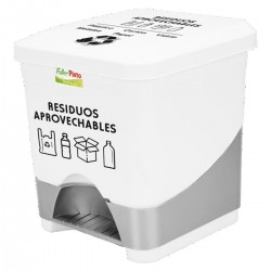 Papelera Pedal 20 Lts Blanca Fuller Pinto Residuos Aprovechables