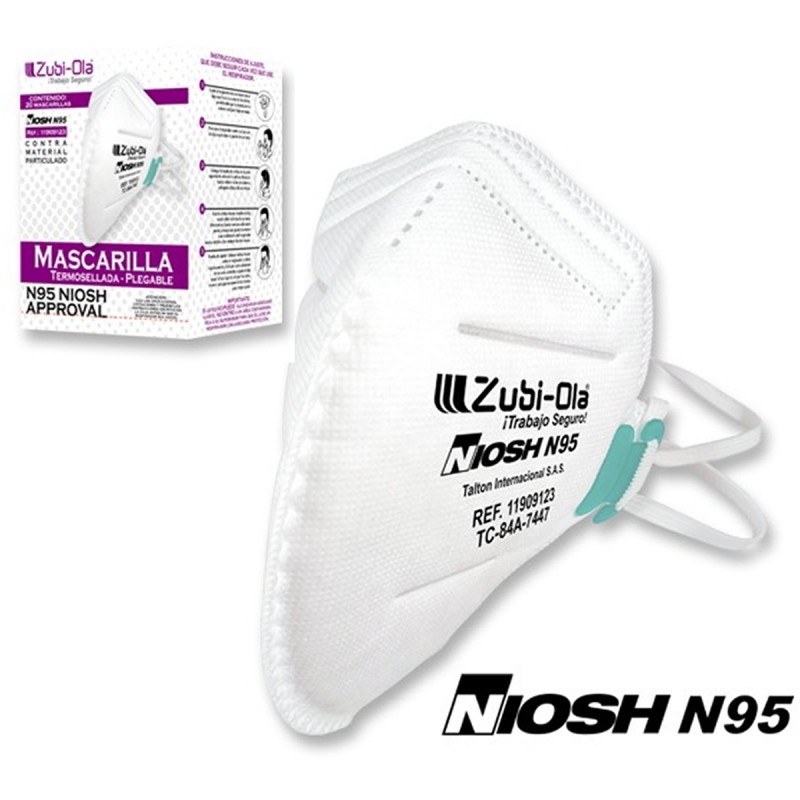 Mascarilla Zubiola NIOSH N95 Termosellada Plegada Desechable