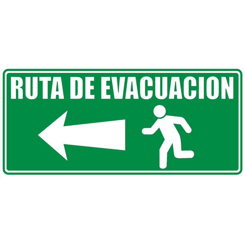 Señal Ruta De Evacuacion Flecha Izquierda 30X15