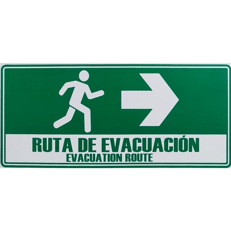 Señal Ruta De Evacuacion Flecha Derecha 30X15