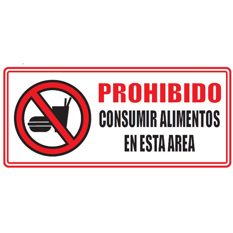 Señal Prohibido Consumir Alimentos 30x15