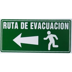 Señal Ruta De Evacuacion Flecha Izquierda 30X15