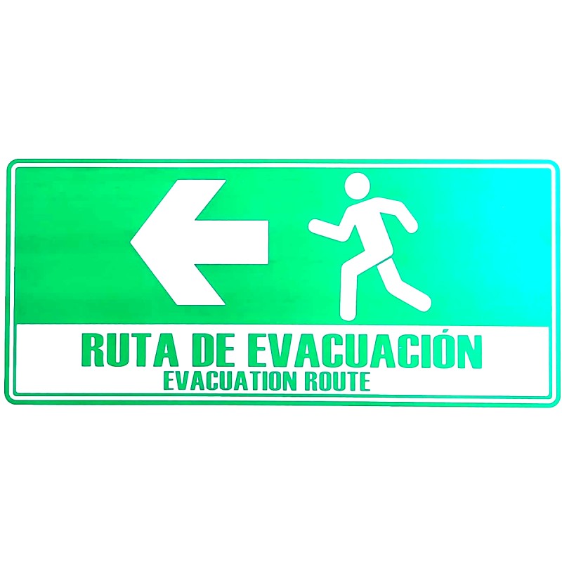 Señal Fotoluminiscente Ruta de Evacuacion Flecha Izquierda 30x15