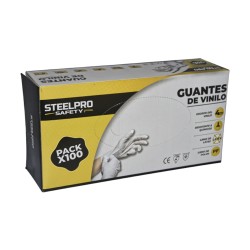 Guante Examen Vinilo Caja x100 501714 Steelpro