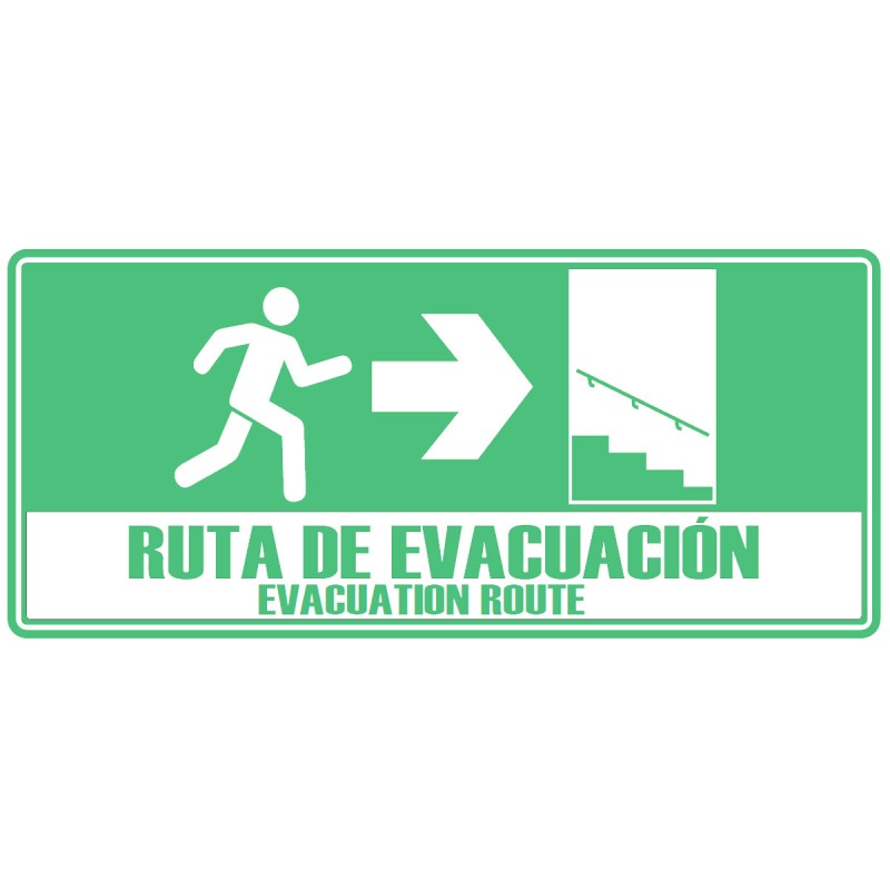 Señal Fotoluminiscente Ruta Evacuacion Escalera Derecha 30x15