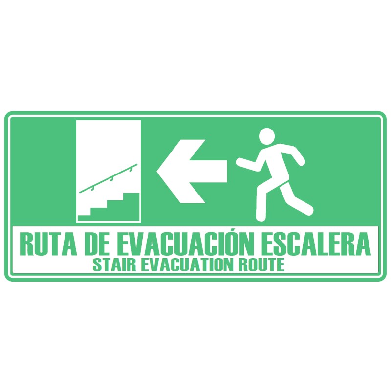 Señal Fotoluminiscente Ruta Evacuacion Escalera Izquierda 30x15