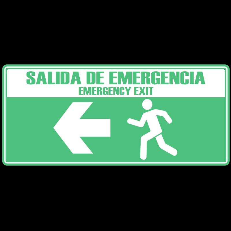 Señal Fotoluminiscente Salida Emergencia Flecha Izquierda 30x15