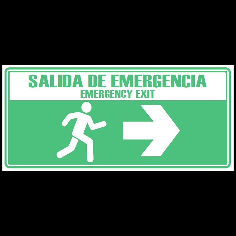 Señal Fotoluminiscente Salida Emergencia Flecha Derecha 30x15